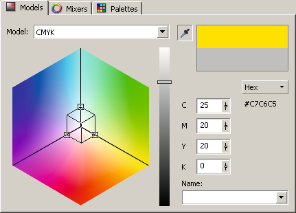 Цветовое пространство CMYK в виде трехмерной системы координат